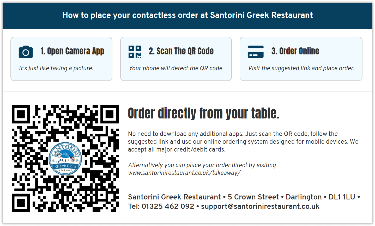 Santorini QR Code Card Santorini QR Code Card